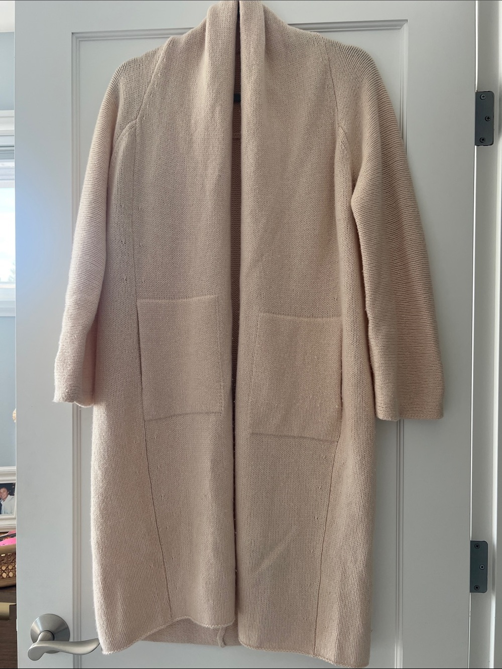 Vince Open-Front Long Knit Cardigan duster Coat - Blush Pink